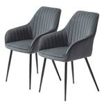 Chaises Calles - Lot de 2 Velours / Acier - Gris