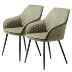 Chaises Altea - Lot de 2 Velours / Acier - Vert olive