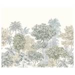 Papier peint intissé Painted Palms Intissé - Marron / Vert / Gris - 300 x 250 cm