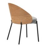 Gestoffeerde stoel Onelly set van 2 geweven stof/fineer van essenhout & staal - grijs/essenhout & zwart