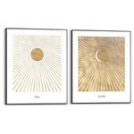 Tableau déco Soleil et lune - 2 éléments Impression d’art sur MDF - 40 x 50 cm