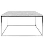 Table basse en marbre Gleam Zerlegt Marbre / Métal - Blanc / Chromé - Blanc / Chrome - 75 x 75 cm