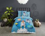 Kinderbeddengoed Spaceworld katoen - 140 x 240 cm - blauw - 140 x 240 cm