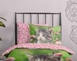 Kinderbeddengoed Jacky katoen - 140 x 240 cm - groen/roze - 140 x 240 cm