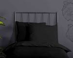 Parure de lit en coton renforcé Uni Coton - Noir - 140 x 200/220 cm + oreiller 70 x 60 cm