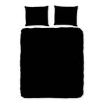 Parure de lit en coton renforcé Uni Coton - Noir - 240 x 200/220 cm + 2 coussins 70 x 40 cm