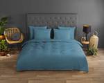 Parure de lit en coton renforcé Uni Coton - Bleu - 240 x 200/220 cm + 2 coussins 70 x 40 cm