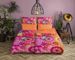 Parure de lit en coton renforcé Ziva Satin de coton - Orange / Rose / Jaune - 135 x 200 cm + oreiller 80 x 80 cm