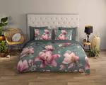 Parure de lit en coton renforcé Magnolia Coton - Vert / Rose - 140 x 200/220 cm + oreiller 70 x 60 cm