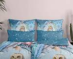 Parure de lit en coton renforcé Kolya Satin de coton - Bleu - 135 x 200 cm + oreiller 80 x 80 cm