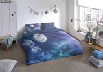 Microvezel beddengoed Universe microvezel - blauw / violet - 140x200/220cm + kussen 70x60cm