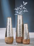 Vase Galana Höhe 47 cm Aluminium, verchromt / Mangoholz, geölt