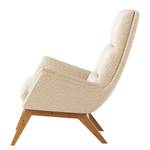 Fauteuil GARBO met houten pootjes Bouclé Stof Bony: Beige - Donkere eikenhout