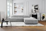 Ecksofa Paolos mit Longchair Webstoff Meli: Silber - Longchair davorstehend rechts