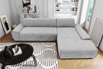 Ecksofa Paolos mit Longchair Webstoff Meli: Silber - Longchair davorstehend rechts