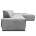 Ecksofa Paolos mit Longchair Webstoff Meli: Silber - Longchair davorstehend rechts