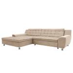 Hoekbank Kleta met chaise longue Microvezel Savi: Taupe - Longchair vooraanzicht links