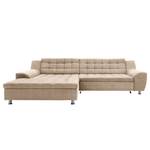 Hoekbank Kleta met chaise longue Microvezel Savi: Taupe - Longchair vooraanzicht links