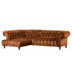 Ecksofa Fireside mit Ottomane Antiklederlook - Ottomane davorstehend links