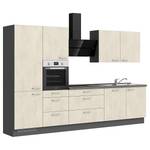 Küchenzeile High-Line Riva Kombi D Weißbeton Dekor - Breite: 330 cm - Ausrichtung links - Ohne Elektrogeräte