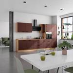 Küchenzeile High-Line Easytouch Kombi D Dunkelrot - Breite: 360 cm - Ausrichtung rechts - Ohne Elektrogeräte