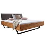 Houten bed Roxboro type B kunstleer/massief eikenhout - grijs/eikenhout - 180 x 200cm