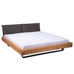 Houten bed Galmoy kunstleer/massief sparrenhout - zwart/amberkleurig sparrenhout - 180 x 200cm