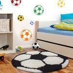 Kindervloerkleed Shaggy Voetbal polypropeen - zwart - 100 x 100 cm - Zwart - 100 x 100 cm