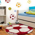 Kindervloerkleed Shaggy Voetbal polypropeen - rood - 100 x 100 cm - Rood - 100 x 100 cm