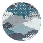 Kindervloerkleed Clouds polypropeen - blauw - 120 x 120 cm - Blauw - 120 x 120 cm