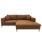 Ecksofa Samar Antiklederlook - Microfaser Medea: Braun - Longchair davorstehend rechts