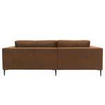 Ecksofa Samar Antiklederlook - Microfaser Medea: Braun - Longchair davorstehend rechts