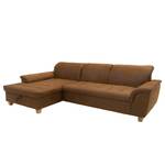 Ecksofa Charlo Antiklederlook - Microfaser Medea: Braun - Longchair davorstehend links - Mit Schlaffunktion