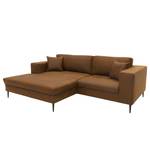 Ecksofa Samar Antiklederlook - Microfaser Medea: Braun - Longchair davorstehend links