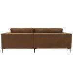 Ecksofa Samar Antiklederlook - Microfaser Medea: Braun - Longchair davorstehend links