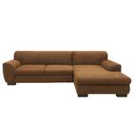 Hoekbank Lefroy met chaise longue antieke leerlook - Microvezel Medea: Bruin - Longchair vooraanzicht rechts - Zonder slaapfunctie