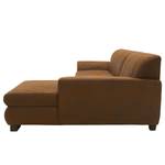 Ecksofa Lefroy mit Longchair Antiklederlook - Microfaser Medea: Braun - Longchair davorstehend rechts - Ohne Schlaffunktion