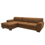 Ecksofa Lefroy mit Longchair Antiklederlook - Microfaser Medea: Braun - Longchair davorstehend links - Mit Schlaffunktion