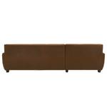 Ecksofa Lefroy mit Longchair Antiklederlook - Microfaser Medea: Braun - Longchair davorstehend links - Mit Schlaffunktion