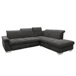 Ecksofa Sunny Corner Webstoff - Webstoff Floricia: Anthrazit - Ottomane davorstehend rechts - Ohne Schlaffunktion