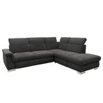 Ecksofa Sunny Corner Webstoff - Webstoff Floricia: Anthrazit - Ottomane davorstehend rechts - Ohne Schlaffunktion