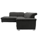 Ecksofa Sunny Corner Webstoff - Webstoff Floricia: Anthrazit - Ottomane davorstehend links - Ohne Schlaffunktion