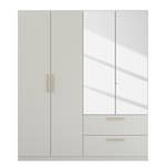 Armoire à portes battantes Skandi B Gris soie - Largeur : 180 cm - Avec portes miroir