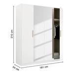 Armoire à portes battantes Skandi A Blanc alpin - Largeur : 180 cm - Avec portes miroir