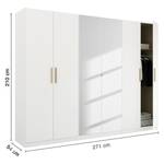 Armoire à portes battantes Skandi A Blanc alpin - Largeur : 270 cm - Avec portes miroir