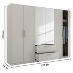 Armoire à portes battantes Skandi B Gris soie - Largeur : 270 cm - Avec portes miroir