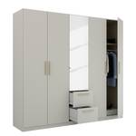 Armoire à portes battantes Skandi B Gris soie - Largeur : 226 cm - Avec portes miroir