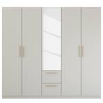 Armoire à portes battantes Skandi B Gris soie - Largeur : 226 cm - Avec portes miroir