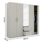 Armoire à portes battantes Skandi B Gris soie - Largeur : 226 cm - Avec portes miroir