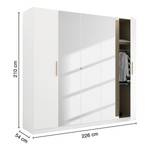 Armoire à portes battantes Skandi A Blanc alpin - Largeur : 226 cm - Avec portes miroir